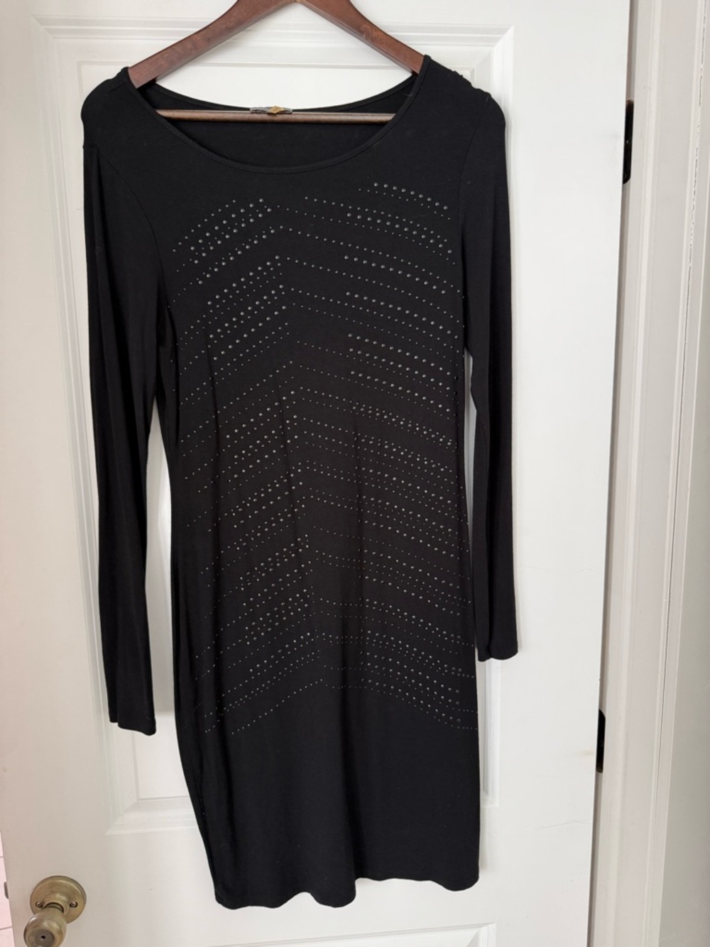 Vince Camuto SZ S Black Long-Sleeve Studded Bodycon Dress